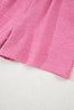 Pink Textured V Neck T Shirt and Shorts Set