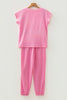 Mint Green Solid Color V Neck Tee Drawstring Pant Set