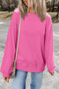 Black Plain Drop Shoulder Crewneck Pullover Sweatshirt