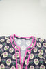 Blue Striped Trim Short Sleeve Vintage Floral Shift Dress