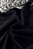 Black Contrast Leopard Ruffled Short Sleeve Ribbed Knit Top