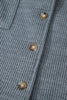 Medium Grey Ribbed Knit Buttons Front Flap Pocket Casual Shacket