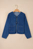 Sail Blue Vintage Fastening Big Patched Pockets Straight Cut Deep Wash Denim Jacket