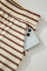 Brown Stripe Half Buttons Top and Shorts Set