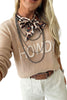 Parchment Corder HOWDY Letter Graphic Crew Neck Relaxed Sweater