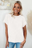 White Textured Knit Exposed Stitching T-shirt