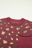 Red Leopard Print Cap Sleeve Knitted Top