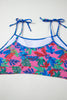 Blue Fashion Print Tied Straps Crop Vest and High Waist Plus Size Bikini