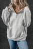 Smoke Gray Zip-up Stand Neck Kangaroo Pocket Sweatshirt