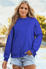 Black Oversize Drop Shoulder Reversible Mock Neck Sweatshirt