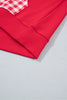 Racing Red Patchwork Plaid Pocket Quarter Zip Sweatshirt