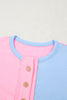 Myosotis Two Tone Half Buttons Collared T Shirt
