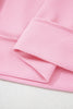 Pink Horizontal Ribbed Exposed Seam Detail Drop Shoulder Baggy Pullover