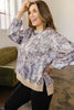 Khaki Abstract Camo Print Colorblock Trim Side Split Tunic Sweatshirt