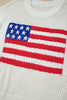 Sky Blue Flag Graphic Short Sleeve Sweater Top
