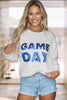 White Sequined GAME DAY Graphic Round Neck Sweater