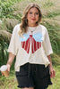 White Distressed Flag Bow Patched Plus Size T Shirt