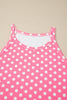 Blue Polka Dot Print Slim Tank Loose Pants 2pcs Outfit