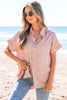 Delicacy Metallic Buttoned Loose Fit Short Sleeve Shirt