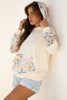 Beige Western Geo Pattern Patchwork Hoodie with Kangaroo Pocket