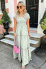 Pink Floral Short Bubble Sleeve Shirred High Waist Maxi Dress