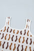 White Western Leopard/ Horseshoe Printed Scalloped Trim Square Neck Sweater Vest