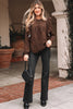 Brown Leopard Print Ruffled Puff Sleeve Blouse