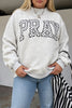 Gray PRAY Polka Dot Letter Print Mock Neck Plus Size Sweatshirt