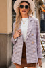 Burgundy Elegant Tweed Plaid Blazer