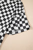 Black Checkerboard T Shirt and High Waist Skorts 2 Piece Outfit