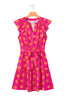 Rose Double Polka Dot V Neck Ruffled Short Sleeve Dress