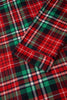 Racing Red Retro Plaid Leopard Print Patchwork Long Sleeve Shorts Pajama Set