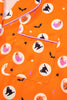Orange Halloween Print Lapel Shirt Long 2pcs Pajama Set
