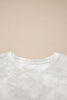Beige Vintage Tie Dye Bracelet Sleeve Drawstring Elastic Waist 2pcs Short Set