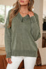 Black Mineral Wash V Neck Knit Exposed Seam Drop Shoulder Loose Sweater