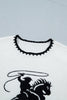 White Contrast Trim Round Neck Rodeo Cowboy Sweater Vest