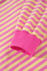 Rose Red Striped Long Sleeve Zip-Up Hoodie Drawstring Elastic Waist 2pcs Short Set