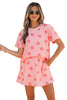 White Polka Dot Short Sleeve Top Casual Skort 2pcs Outfit