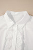 White Lace Crochet Trim Turn Down Collar Buttoned Shirt