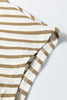 Khaki Stripe Leopard Patchwork Round Neck Loose T Shirt