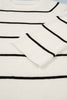 White Stripe Ribbed Knit Half Sleeve Loose Sweater Tee