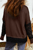 Light French Beige Sheer Lace Patchwork Casual Long Sleeve Tee