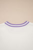 White Mardi Gras Tinsel Letter Graphic Short Sleeve Sweater