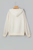 Beige Solid Color Textured Sleeve Patchwork Half Zip Hoodie