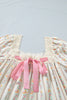 Multicolour Floral Print Contrast Ribbon Bow Lace Trim Square Neck Mini Dress