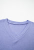 Wisteria Waffle V Neck Short Sleeve Knit Top