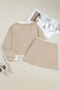 Parchment Raw Edge Detail Colorblock Patchwork Cropped Pullover Drawstring Skirt Set