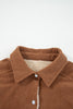 Cinnamon Fleece Lined Buttoned Flap Pockets Corduroy Jacket