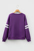 Tillandsia Purple Varsity Striped Detail Drop Shoulder Oversized Sweatshirt