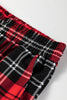 Red Festive Plaid Print Round Neck Long Sleeve and Pants 2 Piece Lounge Set